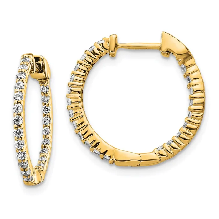 14k Yellow Gold Polished Real Diamond InOut Hinged Hoop Earrings Goldia Earrings 14k Yellow Gold Polished Real Diamond InOut Hinged Hoop Earrings Goldia Earrings