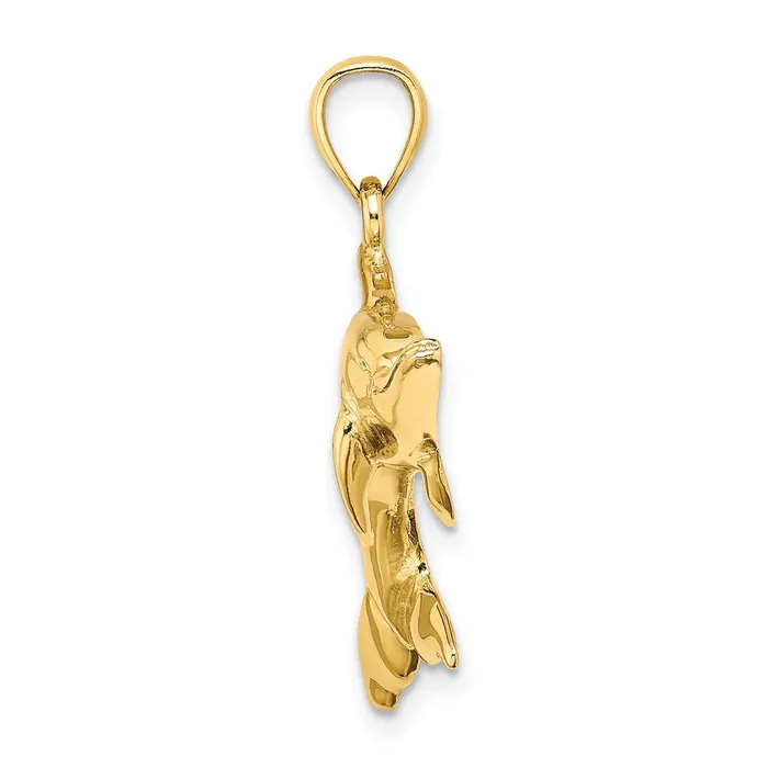 14k Yellow Gold Polished Swimming Dolphin Charm Goldia Charm Necklaces