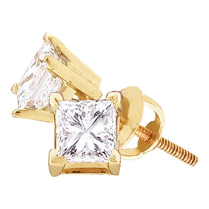 14k Yellow Gold Princess Diamond Excellent Solitaire Earrings 12 Cttw Certified gndatlanta Earrings 14k Yellow Gold Princess Diamond Excellent Solitaire Earrings 12 Cttw Certified gndatlanta Earrings