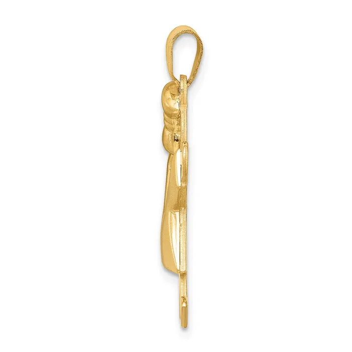 14k Yellow Gold Puffed Girl wBow on Left Engravable Charm Goldia Charm Necklaces