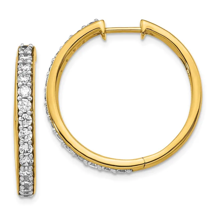 14k Yellow Gold Real Diamond Hoop Earrings Goldia Earrings