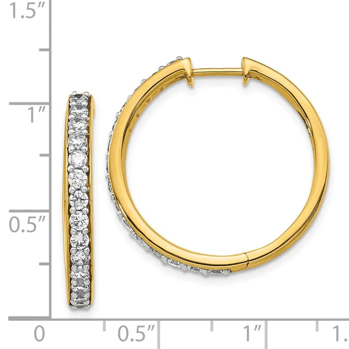 14k Yellow Gold Real Diamond Hoop Earrings Goldia Earrings