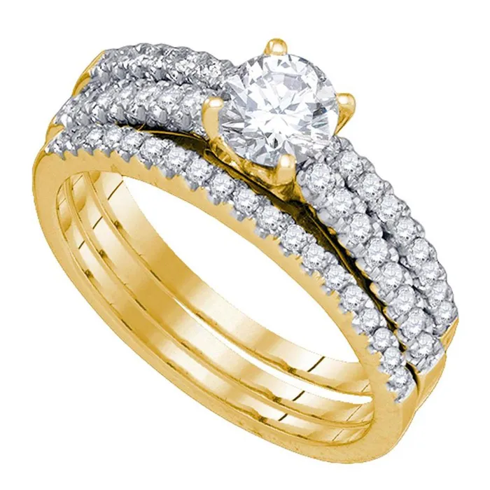 14k Yellow Gold Round Diamond Bridal Wedding Ring Set 1 Cttw gndatlanta Rings 14k Yellow Gold Round Diamond Bridal Wedding Ring Set 1 Cttw gndatlanta Rings
