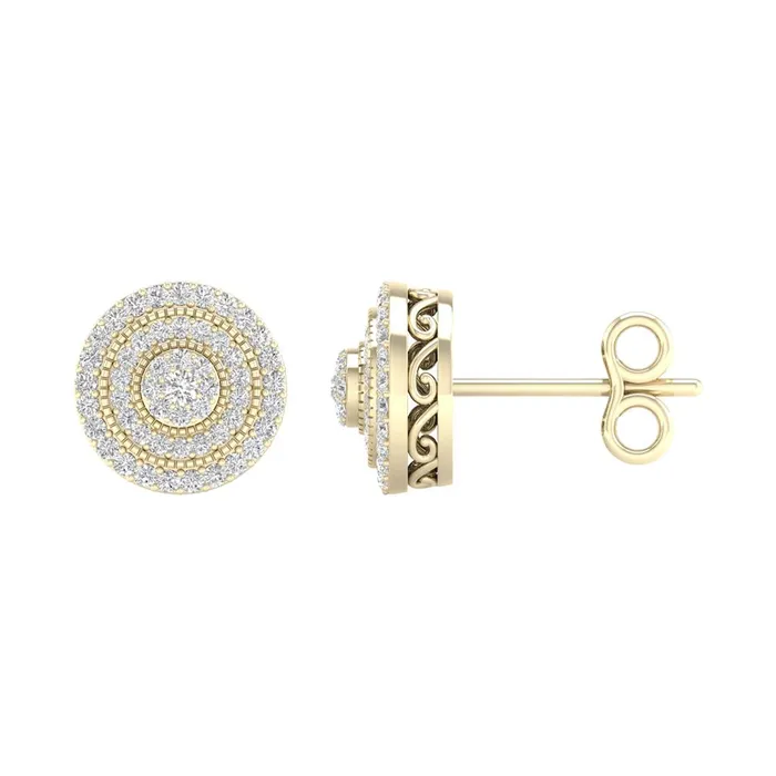 14k Yellow Gold Round Diamond Cluster Earrings 12 Cttw gndatlanta Earrings 14k Yellow Gold Round Diamond Cluster Earrings 12 Cttw gndatlanta Earrings