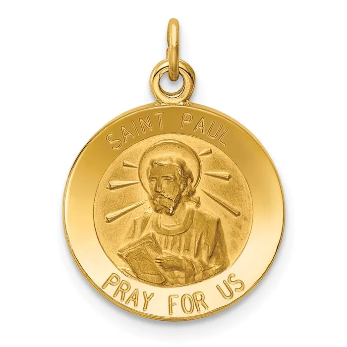 14k Yellow Gold Saint Paul Medal Charm Goldia Charm Necklaces