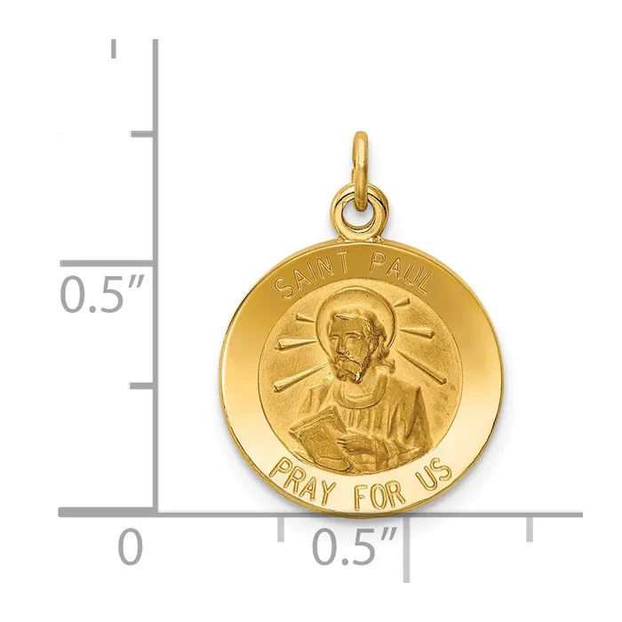14k Yellow Gold Saint Paul Medal Charm Goldia Charm Necklaces