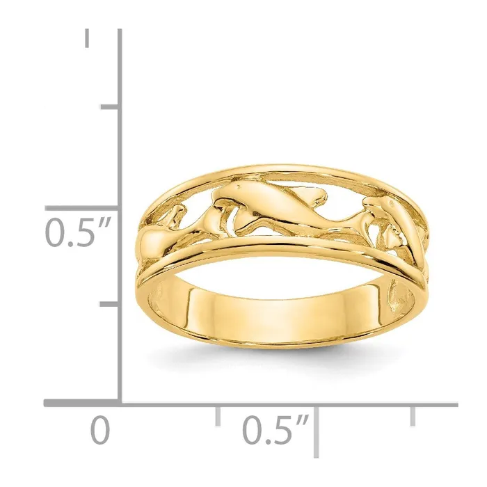 14K Yellow Gold Triple Dolphin Band Ring Goldia Rings