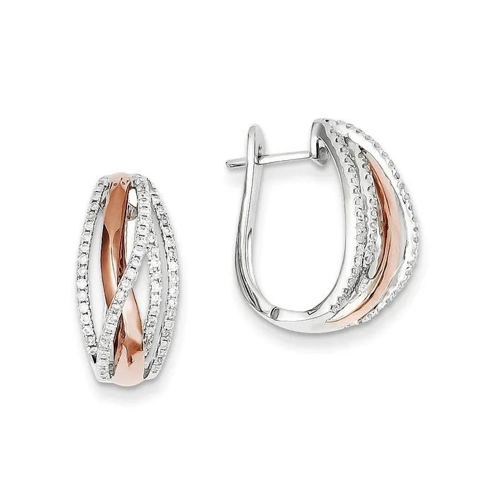 14k Yellow Gold Twotone Real Diamond Hinged Hoop Earrings Goldia Earrings 14k Yellow Gold Twotone Real Diamond Hinged Hoop Earrings Goldia Earrings