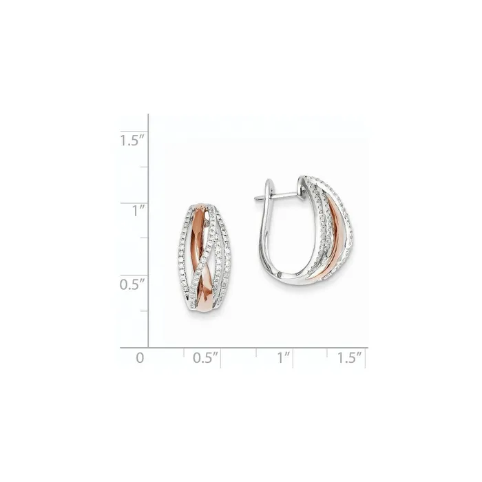 14k Yellow Gold Twotone Real Diamond Hinged Hoop Earrings Goldia Earrings