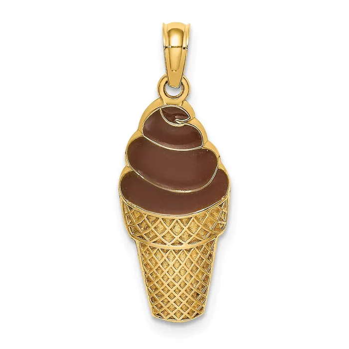 14k Yellow Gold wBrown Enamel Chocolate Ice Cream Cone Charm Goldia Charm Necklaces 14k Yellow Gold wBrown Enamel Chocolate Ice Cream Cone Charm Goldia Charm Necklaces