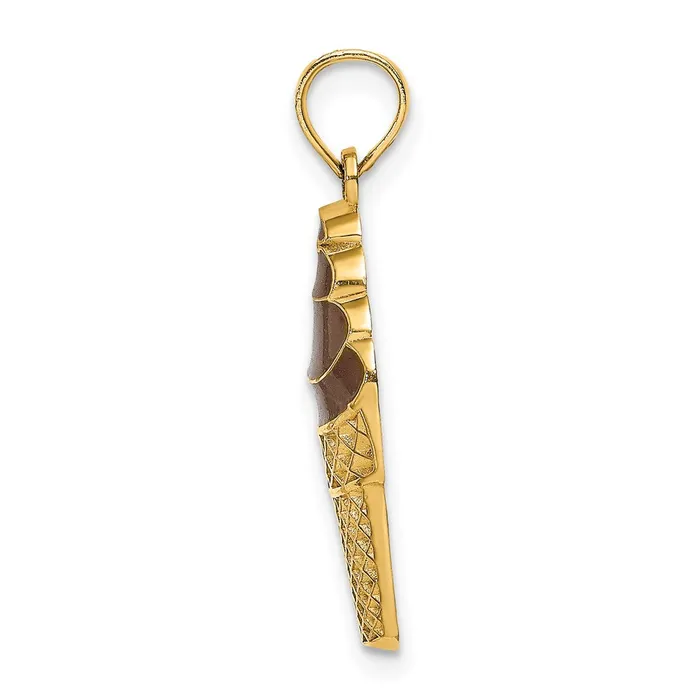 14k Yellow Gold wBrown Enamel Chocolate Ice Cream Cone Charm Goldia Charm Necklaces