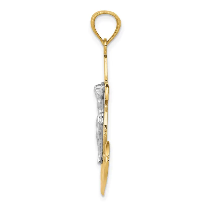 14k Yellow Rhodium Gold wRhodium Polished Mariners Crucifix Pendant Goldia PreStyled Sets
