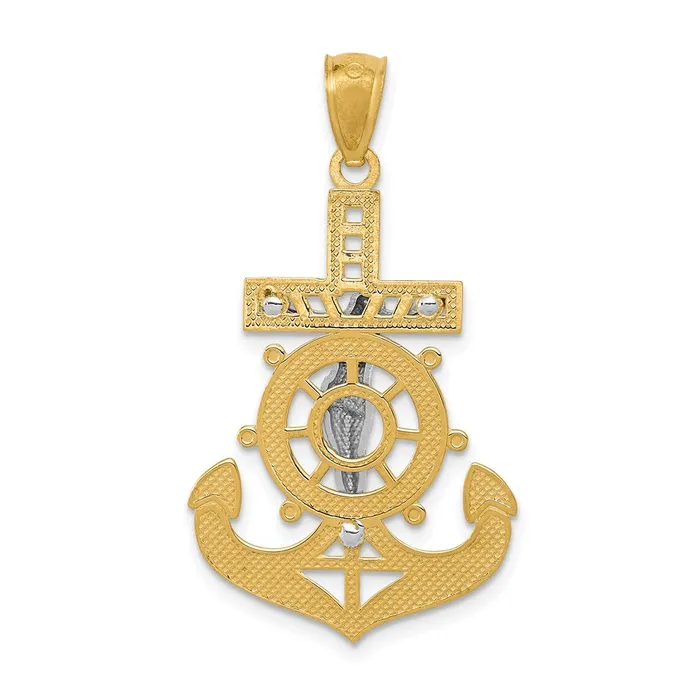 14k Yellow Rhodium Gold wRhodium Polished Mariners Crucifix Pendant Goldia PreStyled Sets
