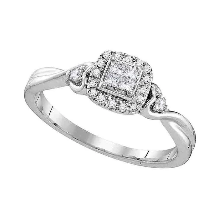 14kt White Gold Princess Diamond Square Cluster Ring 15 Cttw gndatlanta Rings 14kt White Gold Princess Diamond Square Cluster Ring 15 Cttw gndatlanta Rings