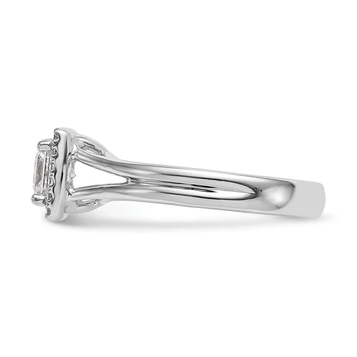 14kw Princess Halo Simulated Diamond Split Shank Engagement Ring Goldiacom Rings