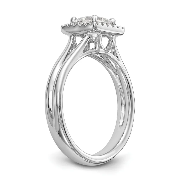 14kw Princess Halo Simulated Diamond Split Shank Engagement Ring Goldiacom Rings