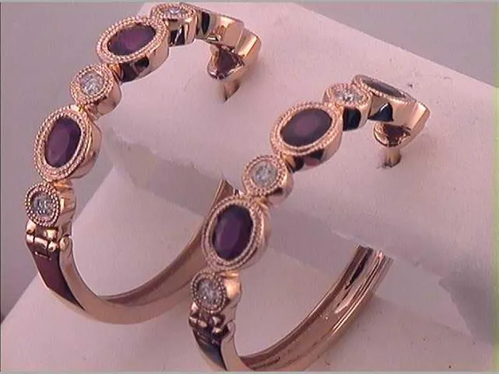 18k Rose Gold Oval Ruby Diamond Hoop Earrings 112 Cttw gndatlanta Earrings 18k Rose Gold Oval Ruby Diamond Hoop Earrings 112 Cttw gndatlanta Earrings
