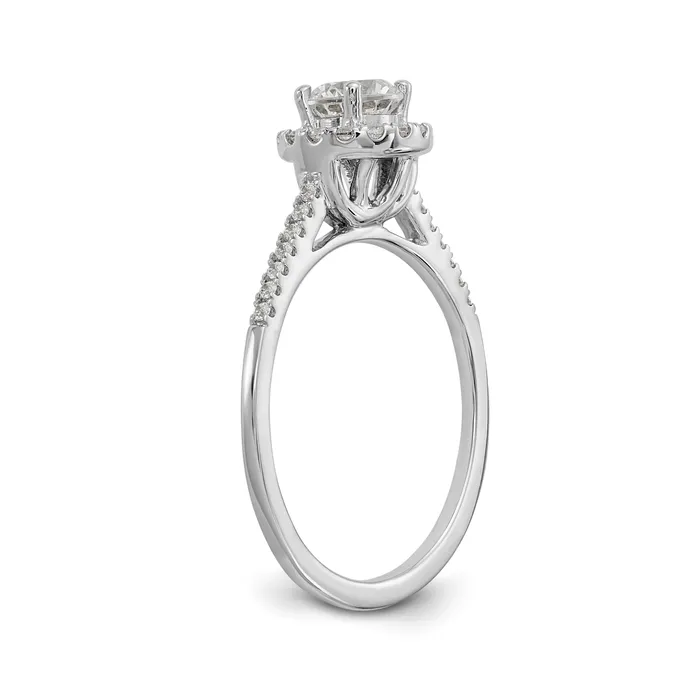 34 Ct TW Natural Diamond Halo Engagement Ring in 14K White Gold Goldiacom Rings