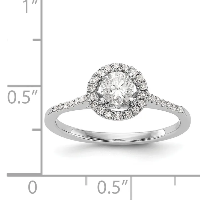 34 Ct TW Natural Diamond Halo Engagement Ring in 14K White Gold Goldiacom Rings