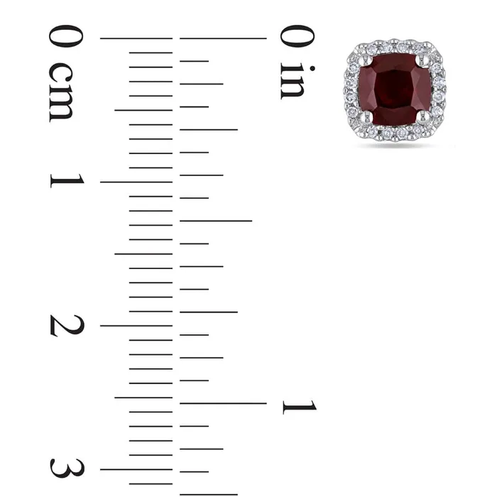 50mm CushionCut Garnet and 01 CT TW Diamond Stud Earrings in 10K White Gold Goldia Earrings 50mm CushionCut Garnet and 01 CT TW Diamond Stud Earrings in 10K White Gold Goldia Earrings