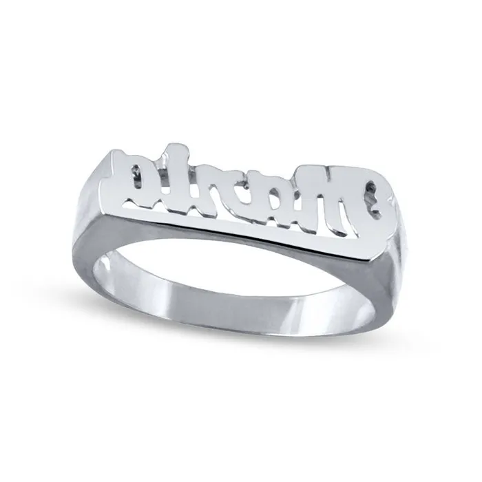 Bold Name Ring in Sterling Silver 1 Line Goldia Rings