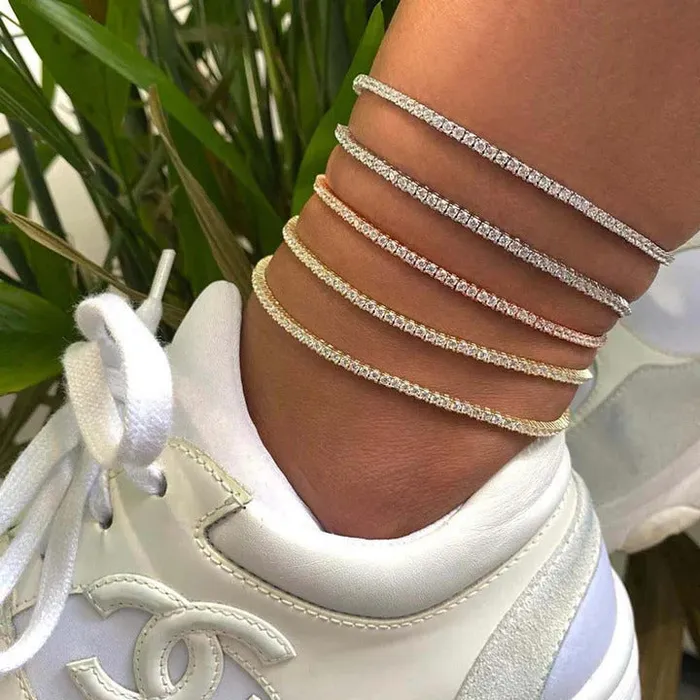 Bracelets 15ct tw Classic FourProng Natural Diamond Tennis Anklet Bracelet in 14K Rose Gold Goldia
