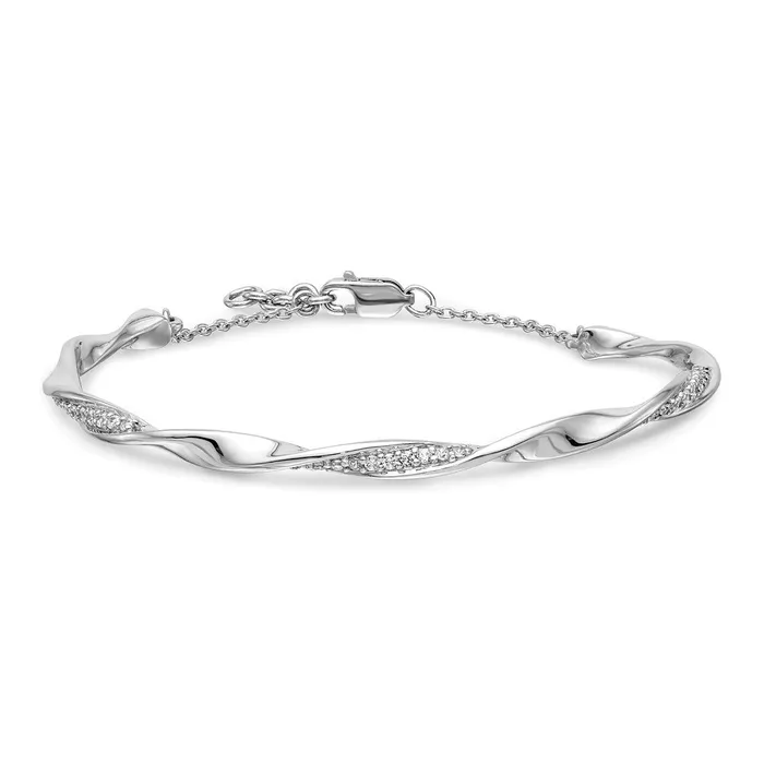 Bracelets 14k White Gold Natural Diamond Twist Bangle w5in EXT Bracelet goldiaca Bracelets 14k White Gold Natural Diamond Twist Bangle w5in EXT Bracelet goldiaca