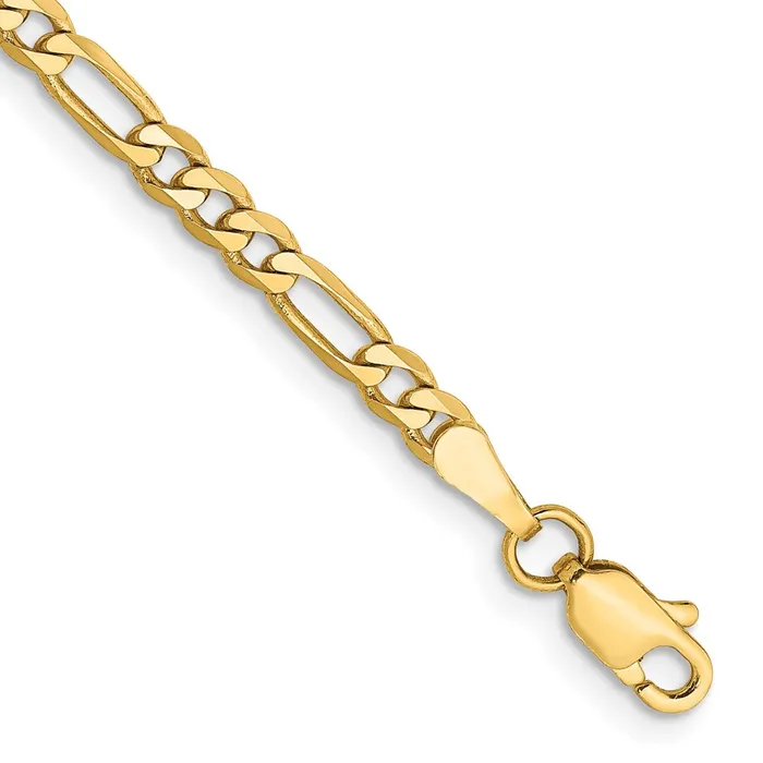 Bracelets 14K Yellow Gold 6 inch 3mm Flat Figaro with Lobster Clasp Bracelet MDS Bracelets 14K Yellow Gold 6 inch 3mm Flat Figaro with Lobster Clasp Bracelet MDS