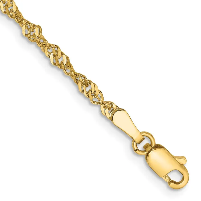 Bracelets 14K Yellow Gold 7 inch 2mm Singapore with Lobster Clasp Chain Bracelet MDS Bracelets 14K Yellow Gold 7 inch 2mm Singapore with Lobster Clasp Chain Bracelet MDS