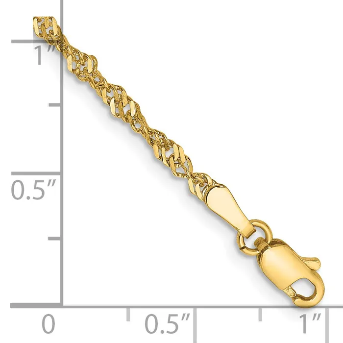 Bracelets 14K Yellow Gold 7 inch 2mm Singapore with Lobster Clasp Chain Bracelet MDS Bracelets 14K Yellow Gold 7 inch 2mm Singapore with Lobster Clasp Chain Bracelet MDS
