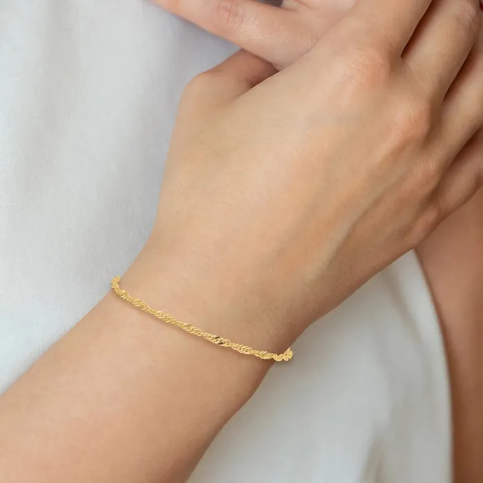 Bracelets 14K Yellow Gold 7 inch 2mm Singapore with Lobster Clasp Chain Bracelet MDS Bracelets 14K Yellow Gold 7 inch 2mm Singapore with Lobster Clasp Chain Bracelet MDS