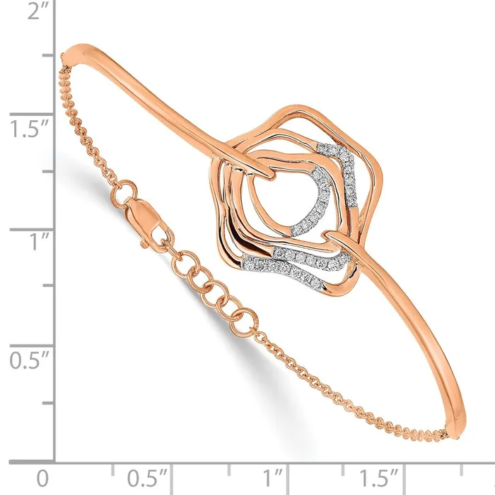 Bracelets goldiaca 14k Rose Gold Polish Natural Diamond Fancy Swirl Bar 7in w5 ext Bracelet