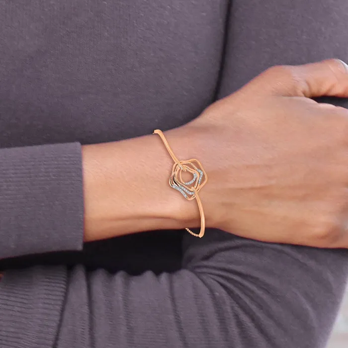 Bracelets goldiaca 14k Rose Gold Polish Natural Diamond Fancy Swirl Bar 7in w5 ext Bracelet