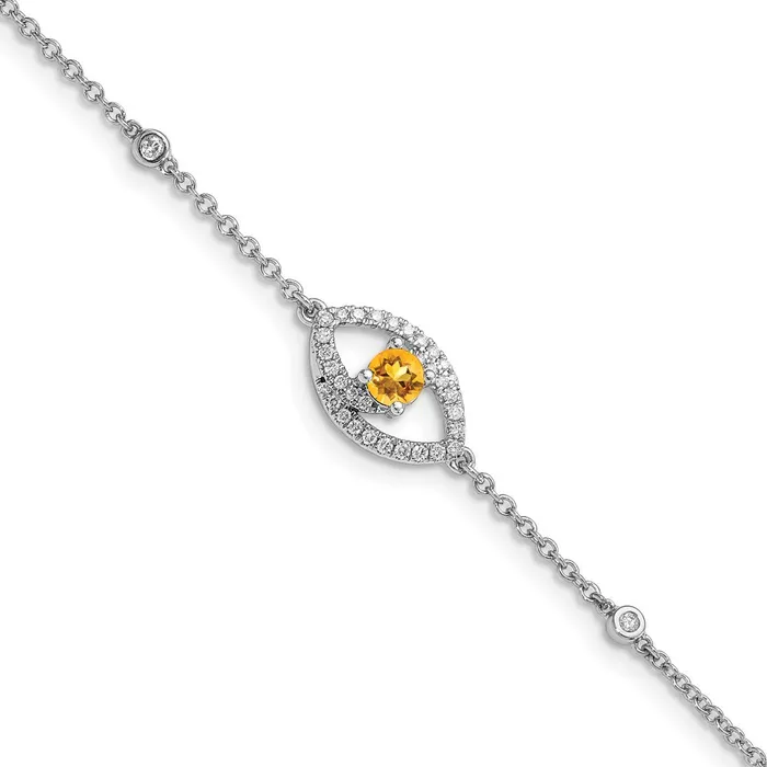 Bracelets goldiaca 14k White Gold Polished Natural Diamond and Citrine 7in Bracelet Bracelets goldiaca 14k White Gold Polished Natural Diamond and Citrine 7in Bracelet