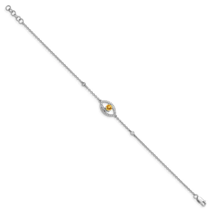 Bracelets goldiaca 14k White Gold Polished Natural Diamond and Citrine 7in Bracelet