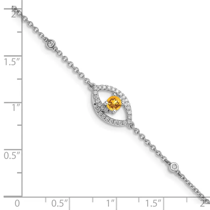 Bracelets goldiaca 14k White Gold Polished Natural Diamond and Citrine 7in Bracelet