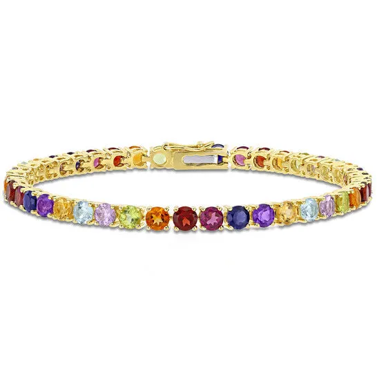 Bracelets JMS always Original AMOUR 12 CT TGW Multi Color Gemstone Tennis Bracelet In Yellow Plated Sterling Silver Bracelets JMS always Original AMOUR 12 CT TGW Multi Color Gemstone Tennis Bracelet In Yellow Plated Sterling Silver