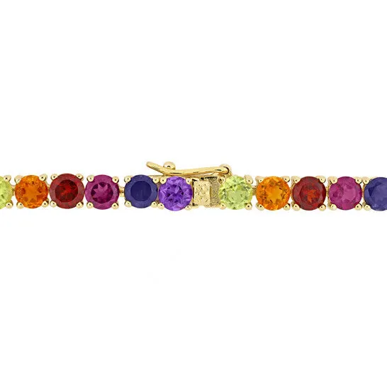 Bracelets JMS always Original AMOUR 12 CT TGW Multi Color Gemstone Tennis Bracelet In Yellow Plated Sterling Silver Bracelets JMS always Original AMOUR 12 CT TGW Multi Color Gemstone Tennis Bracelet In Yellow Plated Sterling Silver
