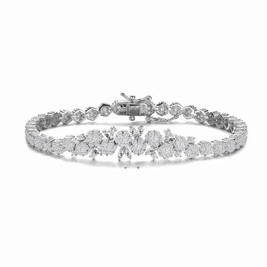 Bracelets JMS always Original Megan Walford Sterling Silver Marquise and Round Cubic Zirconia Flower Tennis Bracelet