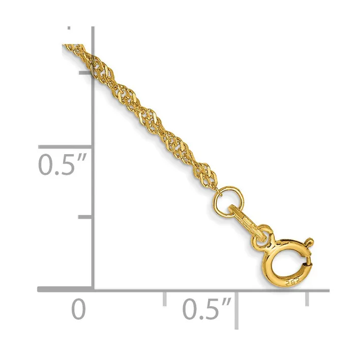 Bracelets MDS 14K Yellow Gold 7 inch 140mm Singapore with Spring Ring Clasp Chain Bracelet Bracelets MDS 14K Yellow Gold 7 inch 140mm Singapore with Spring Ring Clasp Chain Bracelet