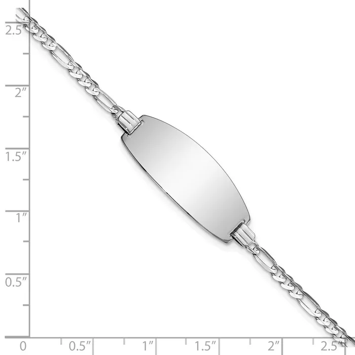 Bracelets MDS Solid 14K White Gold Oval Figaro ID Bracelet Bracelets MDS Solid 14K White Gold Oval Figaro ID Bracelet