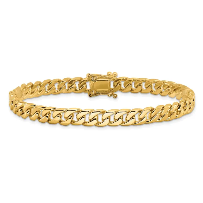 Bracelets MDS Solid 14K Yellow Gold 8 inch 68mm Hand Polished Flat Beveled Curb Link with Box Catch Clasp Bracelet Bracelets MDS Solid 14K Yellow Gold 8 inch 68mm Hand Polished Flat Beveled Curb Link with Box Catch Clasp Bracelet