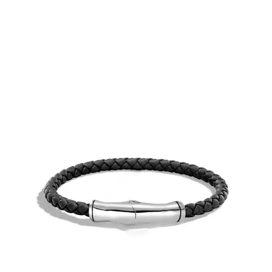 Bracelets Original John Hardy Bamboo Sterling Silver And Leather Strap Station Bracelet Bm5929blxm JMS always Bracelets Original John Hardy Bamboo Sterling Silver And Leather Strap Station Bracelet Bm5929blxm JMS always