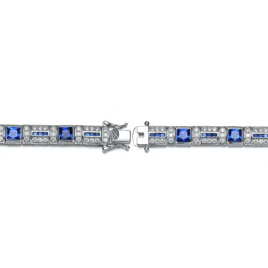 Bracelets Original Megan Walford 925 Sterling Silver Clear And Blue Cubic Zirconia Square Bracelet JMS always Bracelets Original Megan Walford 925 Sterling Silver Clear And Blue Cubic Zirconia Square Bracelet JMS always