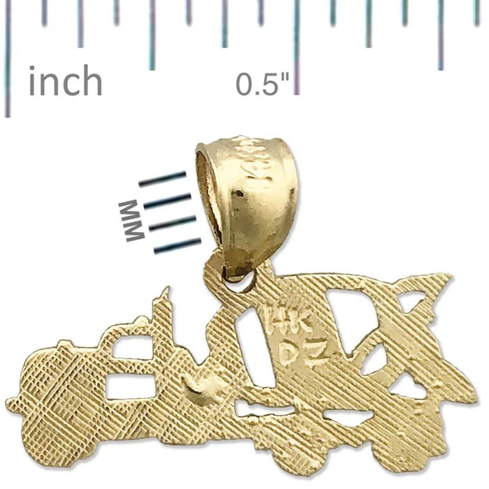 Charm Necklaces 14K Gold Concrete Mixer Truck Charm Goldia