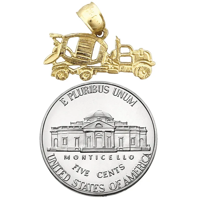 Charm Necklaces 14K Gold Concrete Mixer Truck Charm Goldia