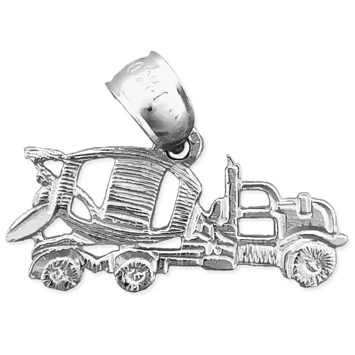 Charm Necklaces 14K Gold Concrete Mixer Truck Charm Goldia