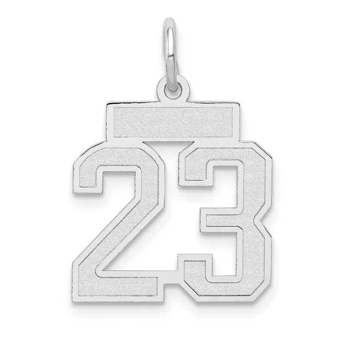 Charm Necklaces 14k White Goldw Small Satin Number 23 Charm Goldia