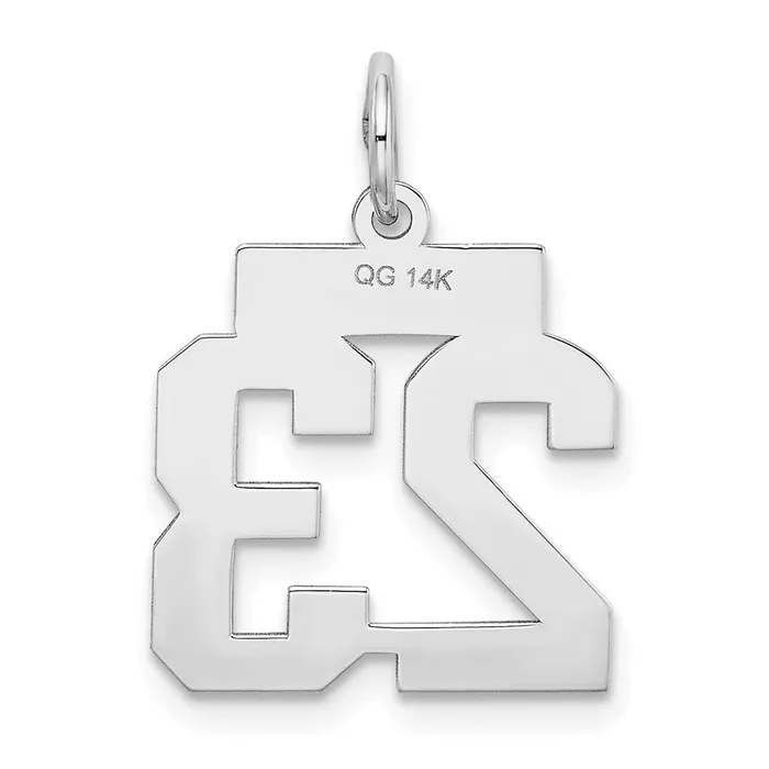 Charm Necklaces 14k White Goldw Small Satin Number 23 Charm Goldia