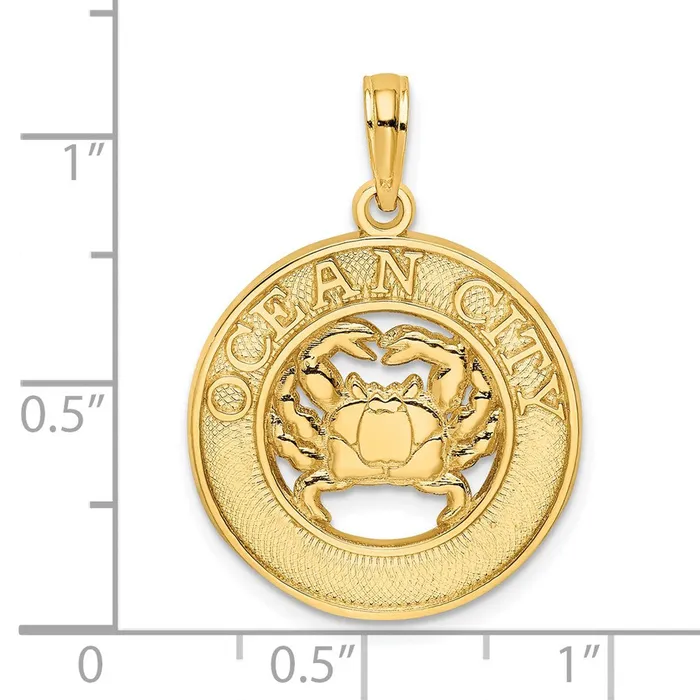 Charm Necklaces 14k Yellow Gold OCEAN CITY w Crab Charm Goldia